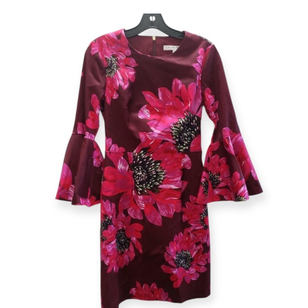 Trina Turk Splendid red pink floral bell sleeve dress Size 0